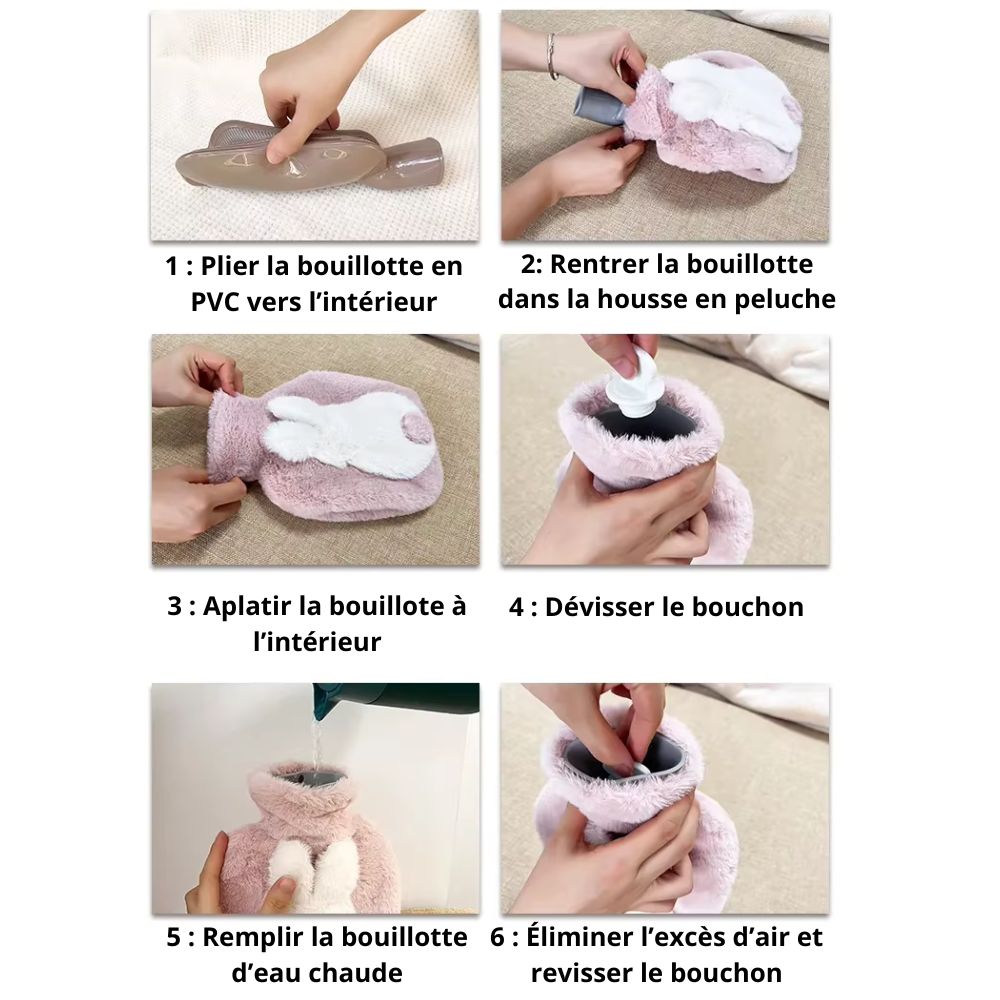 Bouillotte Peluche Lapin en Relief