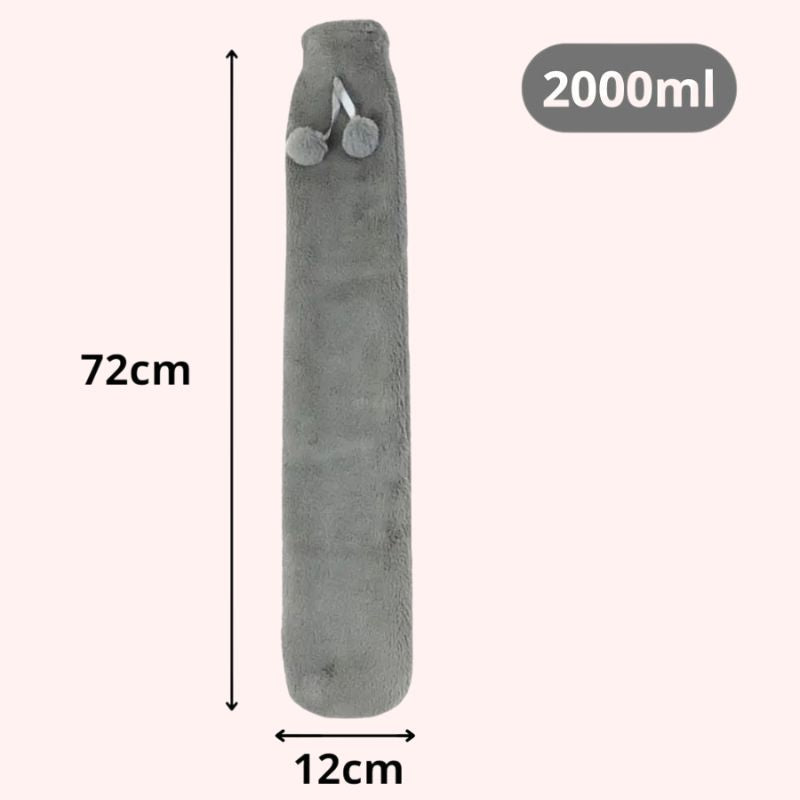 Bouillotte Longue Grise à Pompons (2L)