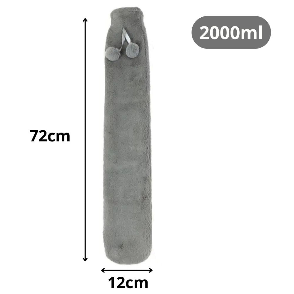 Bouillotte Longue Grise à Pompons (2L)