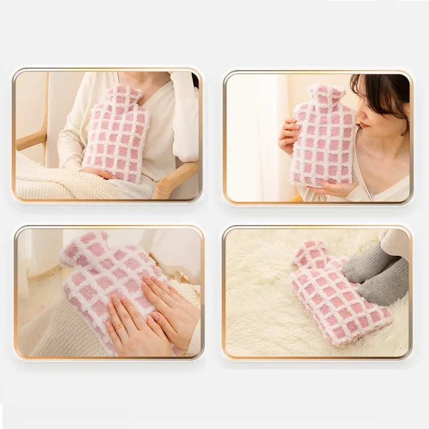 Bouillotte Douce à Carreaux pour les Mains (1500ml)