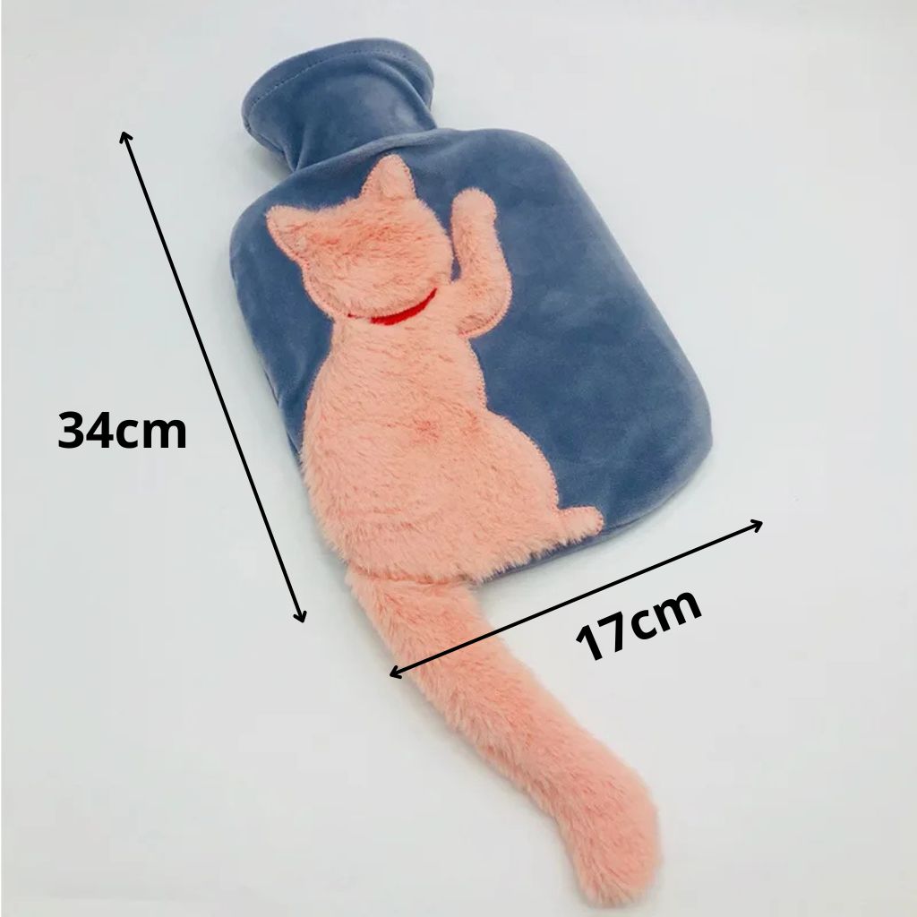 Bouillotte à Queue de Chat en Peluche